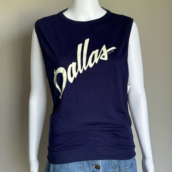 Vintage Dallas TM Side Open Navy Tank Top - Picture 2 of 10